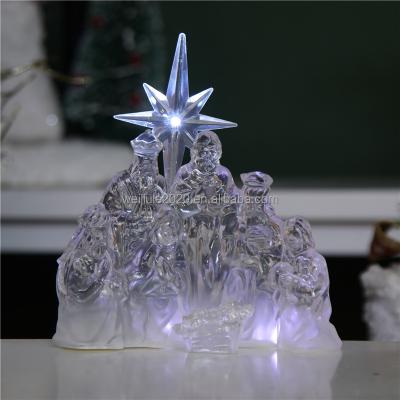 China 2022 New Products Unique Five Star Holy Family Acrylic Light Led Low Night Light Crafts For Holiday Decorative Gifts For Acrylic for sale