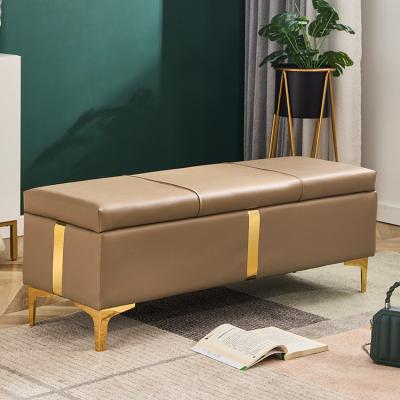 China Long Foldable Light Home Luxury Front Door Bench Shoe Storage Stool Storage Seating Rectangular Sofa Stool for sale