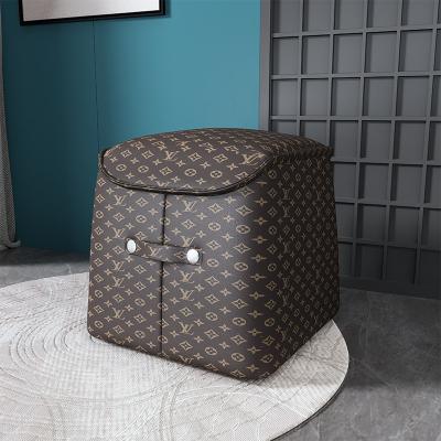 China Modern Simple Leather Block Sofa Stool Living Room Tea Table Small Stool Household Foldable Square Low Stool for sale