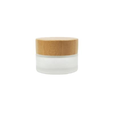 China Eco-friendly 20g cosmetic cream bamboo glass jar bamboo glass jar with bamboo lid for sale