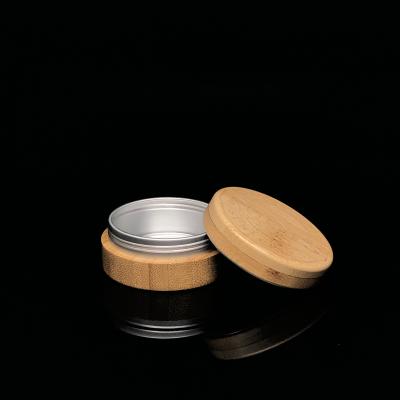 China Wholesale Empty Bamboo Cosmetic Cream Aluminum Jar 20g Bamboo Cosmetic Container for sale