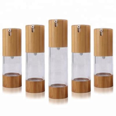 China New Design 15ml 30ml 50ml Eco-friendly Bamboo Lotion Bottle Bamboo Airless Pump Bottle for sale