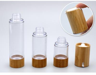 China 50ml 1.7oz Luxury Portable Eco-Friendly Lotion Travel Cosmetic Container Bamboo Airless Lotion Pump Bottle for sale