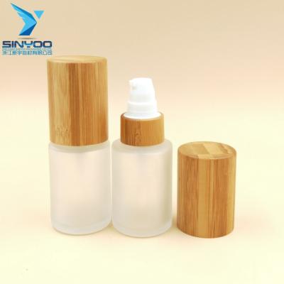 China High Quality Bamboo Personal Care 30ml Pump Bottle / Bamboo Bottle For Cosmetics for sale