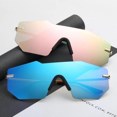 China Kacamata Pria Tanpa Bingkai Lunette De Soleil Rectangular Fashion UV400 Colored Rimless Retro Sports Sunglasses Men UV400 for sale