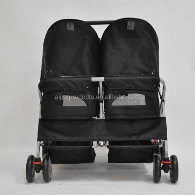 China Breathable Oxford Pet Twin Stroller Sustainable Hot Sale Double Stroller For Dogs And Cats for sale