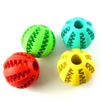 China Sustainable Hot Selling Rubber Interactive Dispensing Dog Chew Ball Dog Toys Ball For Playing Training for sale