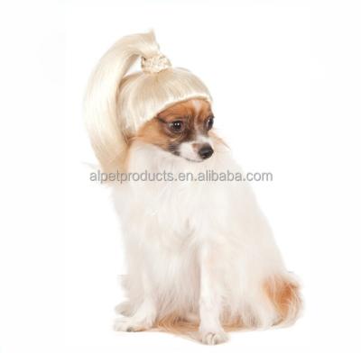 China Sustainable Pet Costume Customize Dog Cat Wig Blonde Ponytail Wigs for sale