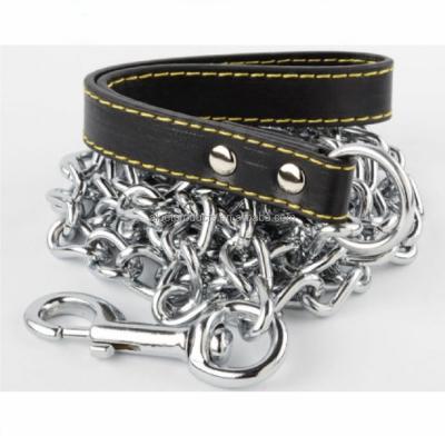 China Sustainable Leather Handle Heavy Duty Dog Chain for sale