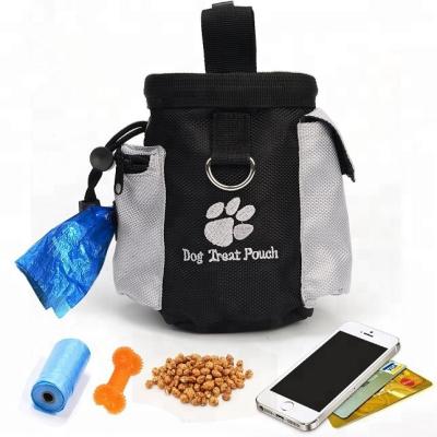 China Hot Sale Viable Hands Free Dog Treat Pouch With Poop Bag Dispenser, Waist Clip And Drawstring for sale