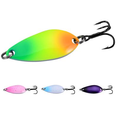 China Bright Bilateral Color Single Hook Tackle Metal Fishing Lure Hard Spinner Fishing Spoon Trout Lures for sale