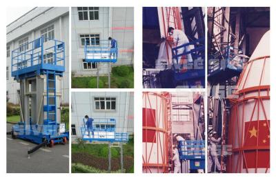 China 10 Mast-Blau der Meter-hydraulisches Aluminiumarbeitsbühne-vier für Lager zu verkaufen