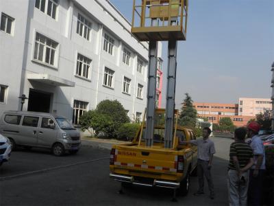 China Hydraulic Vertical Aerial Work Platform Aluminium Alloy Double Mast For Airports for sale