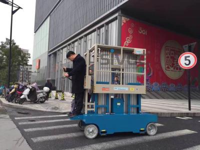 China Hydraulic Electric Scissor Lift Self Propelled , Dual Mast 10m Aerial Boom Lift for sale