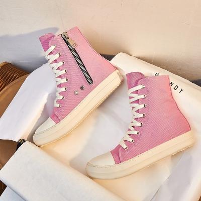 China Wholesale Fashion Trend Fashion Zipper Anti Slip Pink Sports Canvas Women's Casual Shoes Ankle Shoes for sale