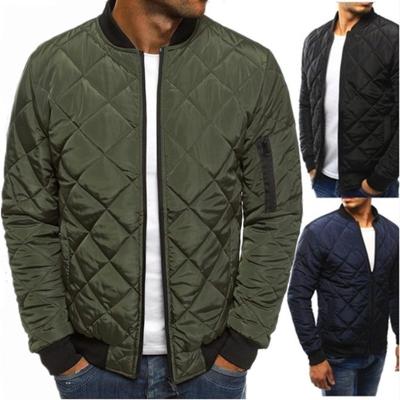 China New Winter Diamond Plaid Men's Cotton Windproof Clothes Short Coat Men's Jacket Stand Collar Cotton Jackets for sale