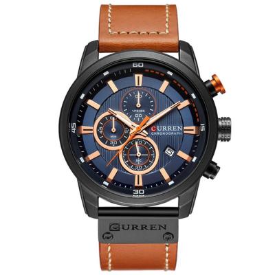 China Luxury Hot Selling Automatic Leather Wrist Watches Men's Casual Quartz Chronograph Man Clock Relogio Masculino Wristwatches for sale