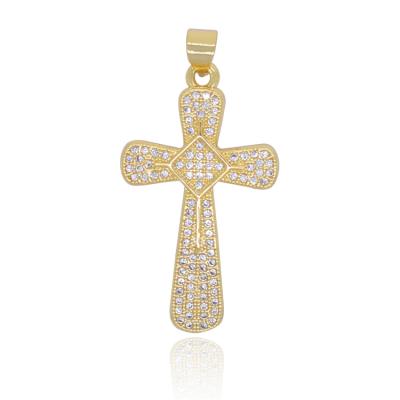 China TRENDY Jesus Cross Pendant Single Diamond 18k Gold Plated Cross Pendant For Men for sale