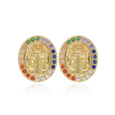 China FASHIONABLE San Judas Earring Copper 18 Gold Plated Stud Earrings Religious Jewelry for sale