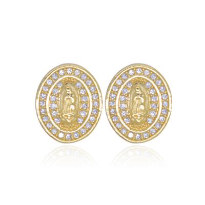 China TRENDY Gold Plated Virgin Mary Virgen De Guadalupe Stud Earrings Religious Catholic Jewelry for sale