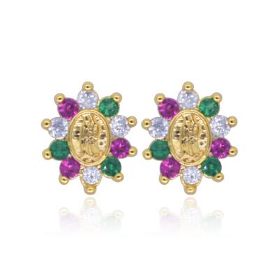 China Fashion Jewelry TRENDY Religious Zirconia Stud Earrings For Women Trendy Virgin Mary Earrings for sale