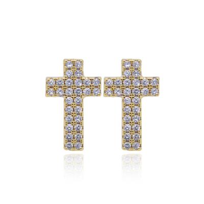 China TRENDY Stud Earrings For Girls Fashion Jewelry Zirconia Cross Earrings For Women for sale