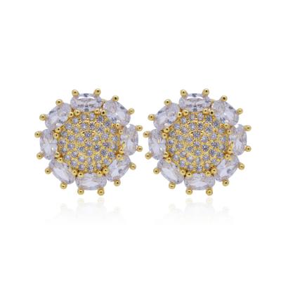 China New Arrival TRENDY Jewelry Fashion Zircon Stud Earrings 18k Gold Plated Flower Earring Stud for sale