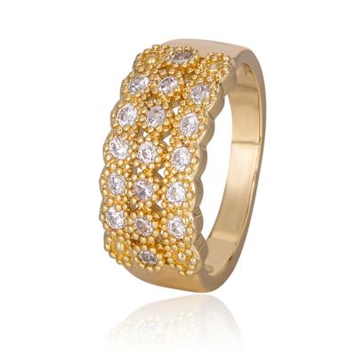 China FASHIONABLE Hot Trendy 18K Gold Dubai Wedding Diamond Rings Women Brass Jewelry For Women for sale