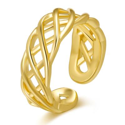 China Trendy Ring Varius Sizes Twist Titanium Steel Women's Ring Stainless Steel 18K Gold Plated Ring for sale