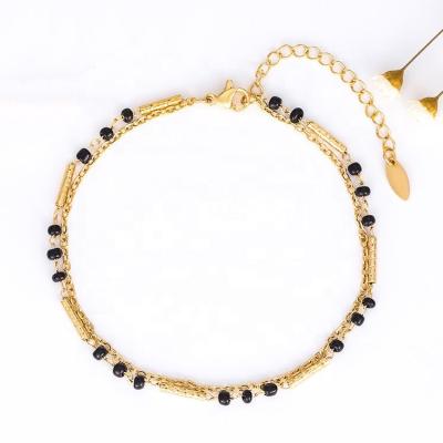 China FASHIONABLE Hot Sale 18K Gold Plated Tarnish Free Rosary Anklet Anklet Women for sale