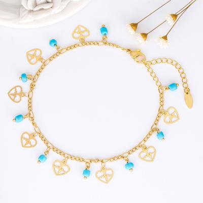 China FASHIONABLE Gold Women Turquoise Anklet Jewelry 18K Gold Foot Jewelry Anklets Factory Chain for sale