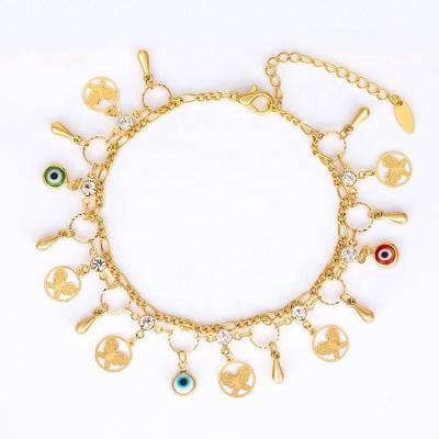 China Trendy Beech Brass Colorful Anklet Fashion Butterfly Charm Anklets Women 2021 for sale