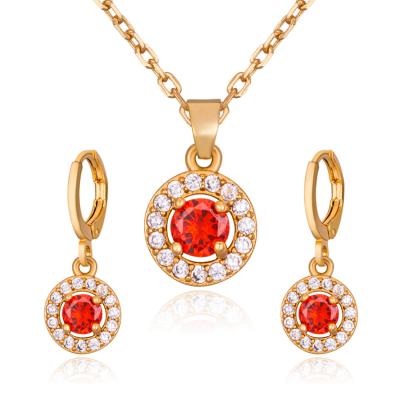 China Latest Styles Fashion Wedding 18k Gold Plated Jewelry Set Necklace Jewelry Set for sale