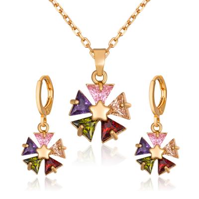 China Latest Trendy Designs Fashion Wedding 18k Gold Plated Jewelry Set Necklace Jewelry Set for sale