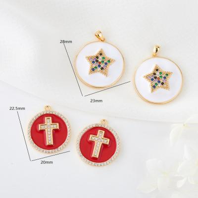 China TRENDY DIY Enamel Star Moon Charm For Jewelry Cute Enamel Flower Charm Pendant for sale