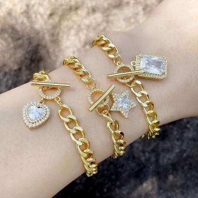 China 2021 Hiphop Moonstone Stack Gold Beaded Stretch Bracelet For Women for sale