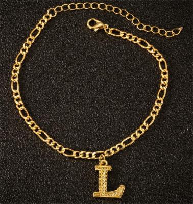 China Hiphop Fashion Personalized Horoscope Letter Anklets Foot Jewelry Anklets With Letters for sale