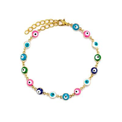 China 2020 Ethnic Brass 18K Gold Plated Turkish Women Evil Eyes Bracelet for sale