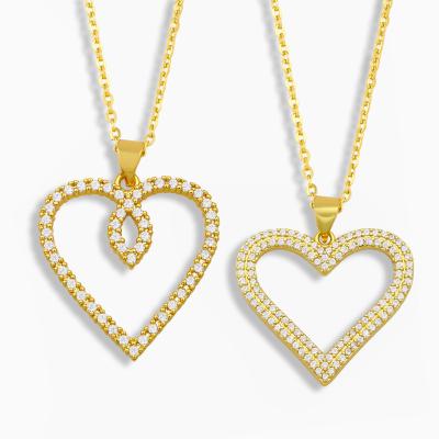 China 2021 Fashion Trendy Elegant Trendy 18k Gold Plated Heart Pendant Necklace Women Jewelry for sale