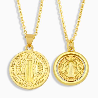 China FASHIONABLE Wholesale Minimalist 14k 18k Gold Plated Cion Mary Religious Pendant Necklaces for sale