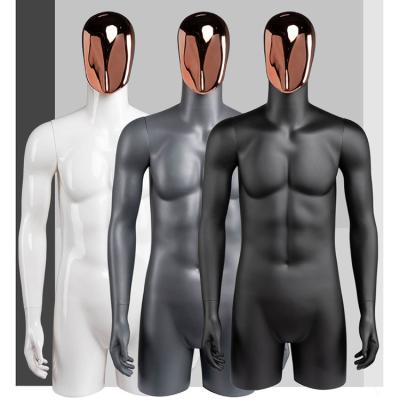 China Fashion Gold Male Mannequins Upper Body Torso Mannequin Stand XINJI Dummy Face Models for sale