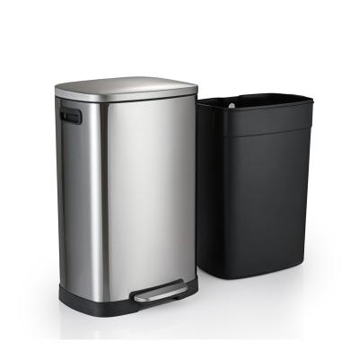 China Rectangular 30L 410 Stainless Steel Recycle Waste Bin for sale