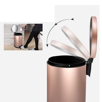 China Rose Gold 2.1 Gallon Stainless Steel Garbage Can for sale