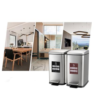 China Stainless Steel 20L Dual Compartment Kitchen Trash Can for sale