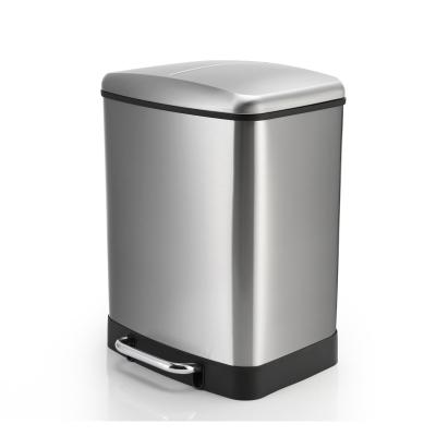 China 410 Stainless Steel 24L Rectangular Step Trash Can for sale