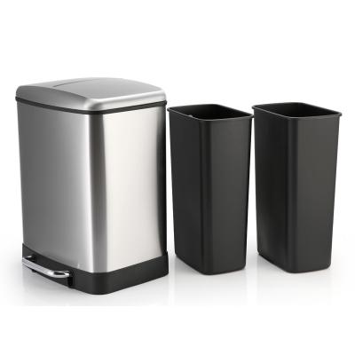 China Corrosion Resistant 24L Rectangular Stainless Steel Trash Can for sale