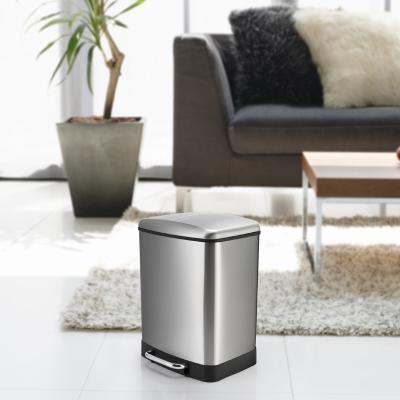 China 24 Liter Rectangular Stainless Steel Trash Can Used Ln Office, Living Room, Shop, Etc for sale