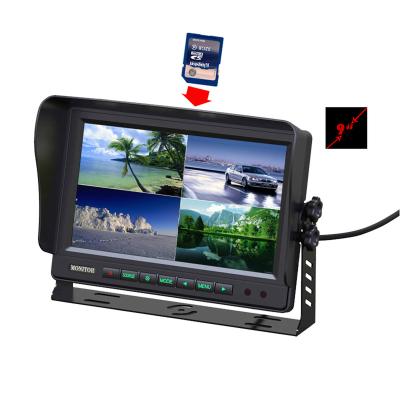 China Hot Sale 9 Inch AHD Quad Screen Remote Control Car Video Monitor SD Card Built In Dvr Split Monitor For Truck Tractor for sale