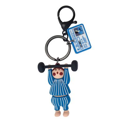 China PVC Funny Soft Cute Weightlifting Promotion Gift E-47 Cartoon Key Chain Pendant Accessories for sale