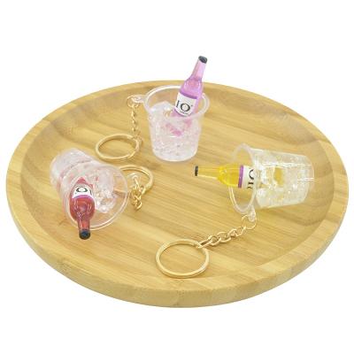 China Hot-selling Promotional Gift Souvenir E-233 New Artificial Food Key Chain Iced Cocktail Wine Pendant for sale